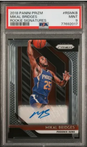 Mikal Bridges Rookie Signatures Prizm PSA 9 front